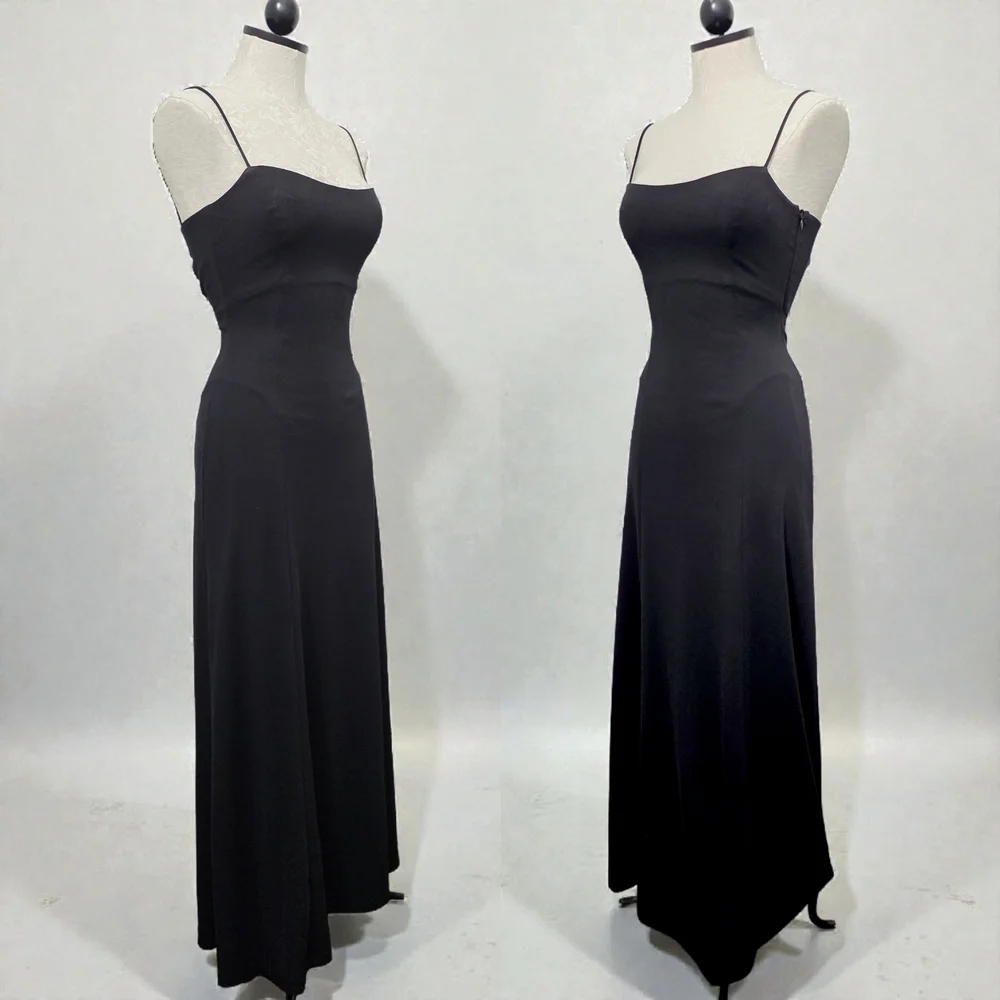 Vintage Gold Label Caché Black Corset Back Maxi Dress 90s Whimsigoth Sirencore P - Picture 2 of 7